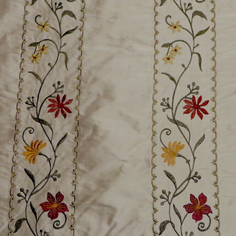 14 yds Embroidered 100% Silk Drapery Fabric (see photos &amp; description )