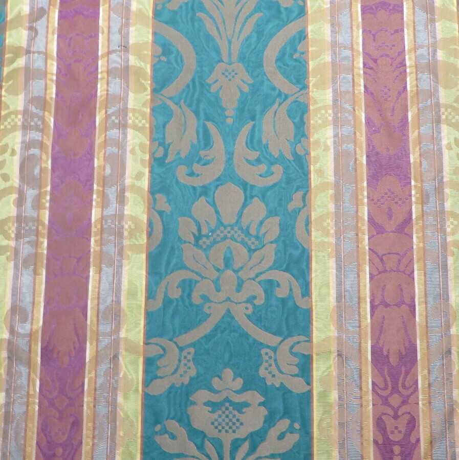 Clarence House Bright Moire Floral Damask Stripe Dual Purpose Decorating Fabric