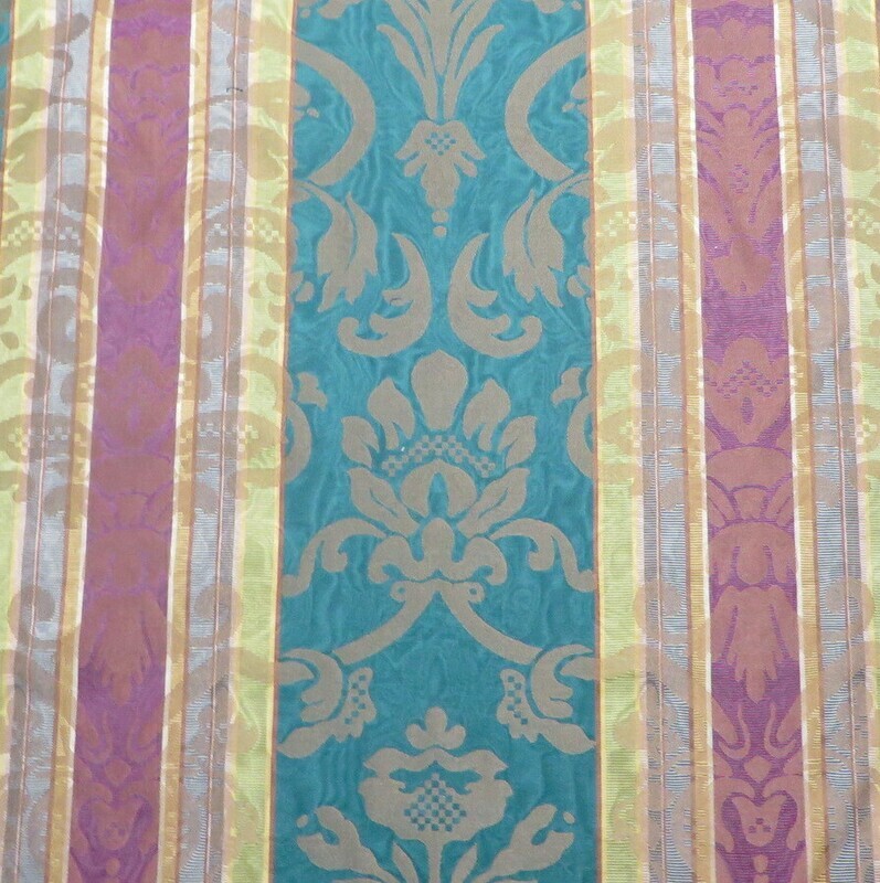 Clarence House Bright Moire Floral Damask Stripe Dual Purpose Decorating Fabric