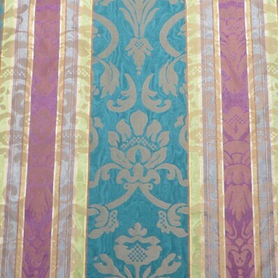 Clarence House Bright Moire Floral Damask Stripe Dual Purpose Decorating Fabric