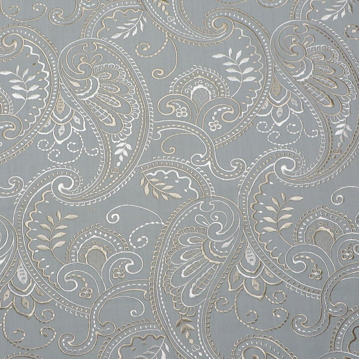 6 yards Exceptional Embroidered Aqua Linen Upholstery Drapery Fabric