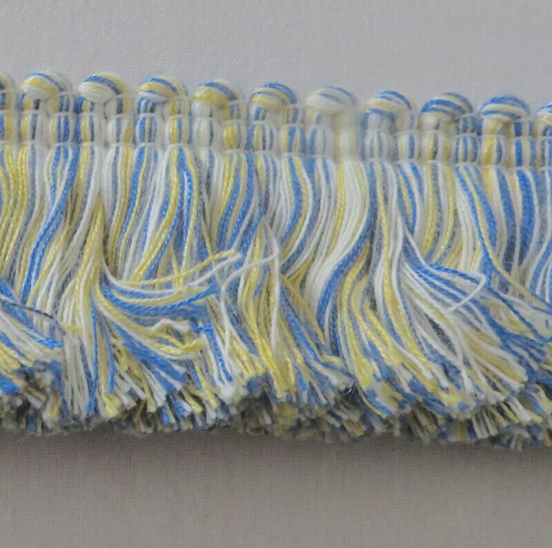 11 yards Kravet/Lee Jofa Blue Yellow White Decorator Brush Fringe