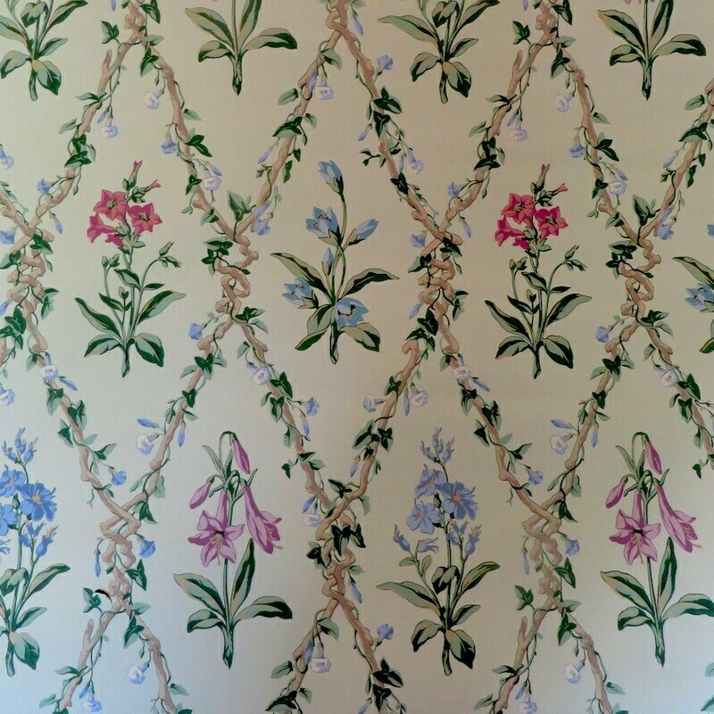 15 rolls Vintage New Old Stock Clarence House Floral Trellis Wallpaper