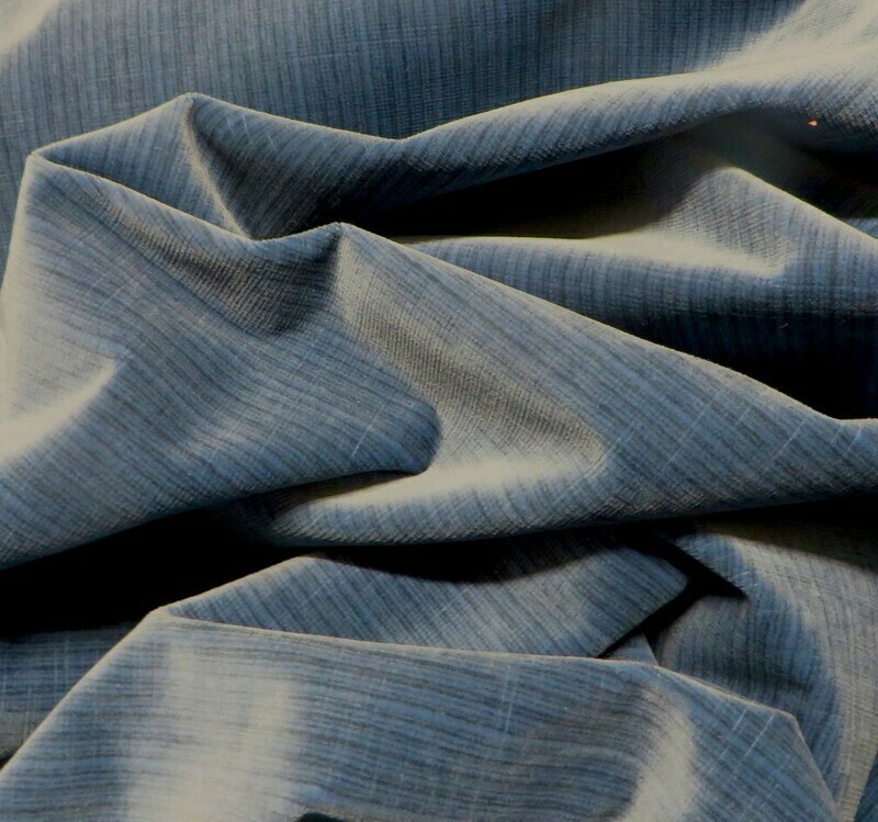 8 yds Plush Striated Soft Medium Blue Designer Velvet Upholstery Drapery Fabric