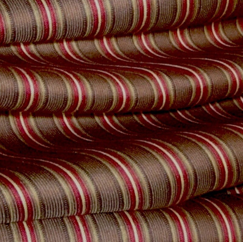 10 1/8 yards Mocha Red Detailed Narrow Grosgrain Stripe Upholstery Fabric