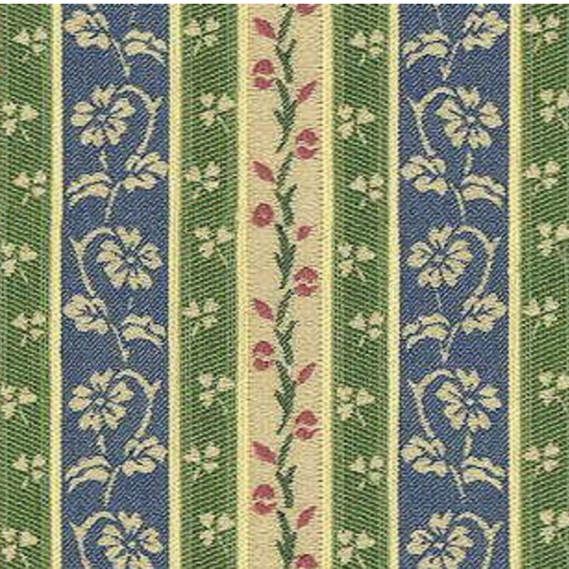 7.625 yards Pretty Floral Shamrocks Vine Woven Striped Upholstery Fabric