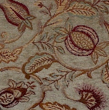 6 yards Aqua Arts &amp; Crafts Pomegranate Chenille Upholstery Fabric - Soft &amp; Plush