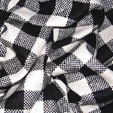 18 yds Textured Weave Raw Silk B/W Check Hi-End Drapery/Upholstery Fabric