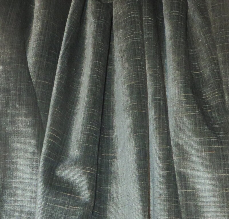 3 1/8 yds Blue Stroheim &amp; Romann Striated Velvet Upholstery Fabric