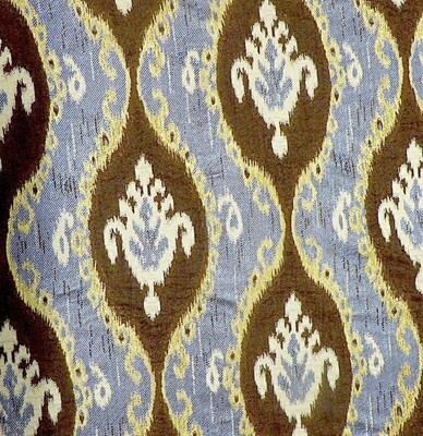 10 yards Neutral Gray Beige Golden Wheat Brown Ethnic Ikat Upholstery Fabric