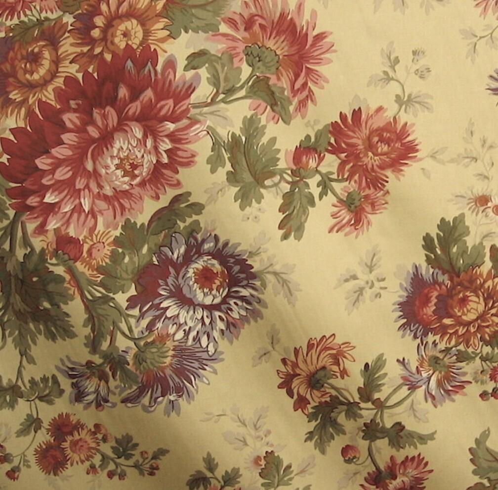 10 yds Kravet Couture Cameron 100% Cotton Sateen Floral Print Fabric
