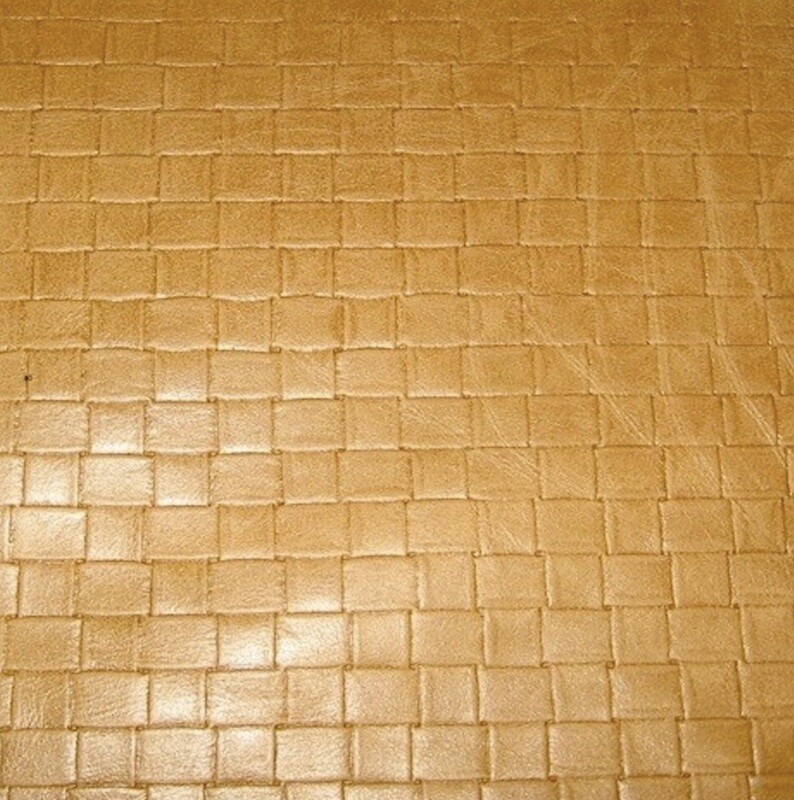 Supple Rich Woven Look Deeply Embossed Golden Caramel Leather 56 Sq Ft Lg Hide