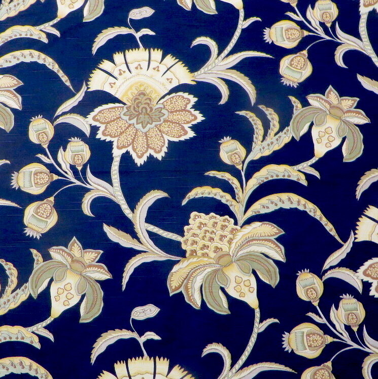 5 3/8 yds Jacobean Black Gold Sage Floral Print Multi Purpose Fabric