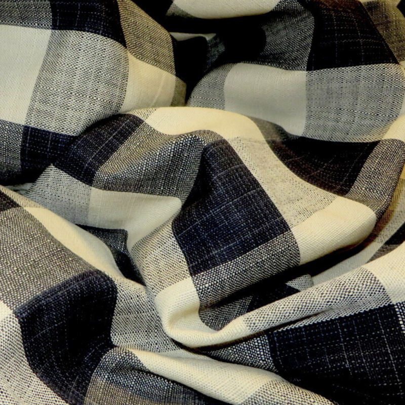 18 yards Black Gray Beige Textured Linen Check Multi Purpose Fabric