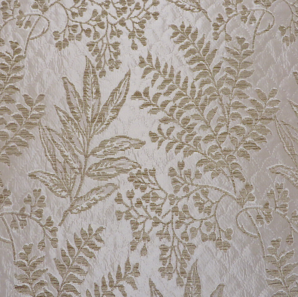 4+ yds Brunschwig &amp; Fils Silky Beige Pocket Weave w/ Chenille Ferns