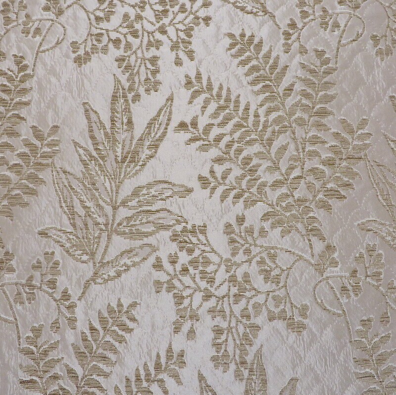 4+ yds Brunschwig &amp; Fils Silky Beige Pocket Weave w/ Chenille Ferns