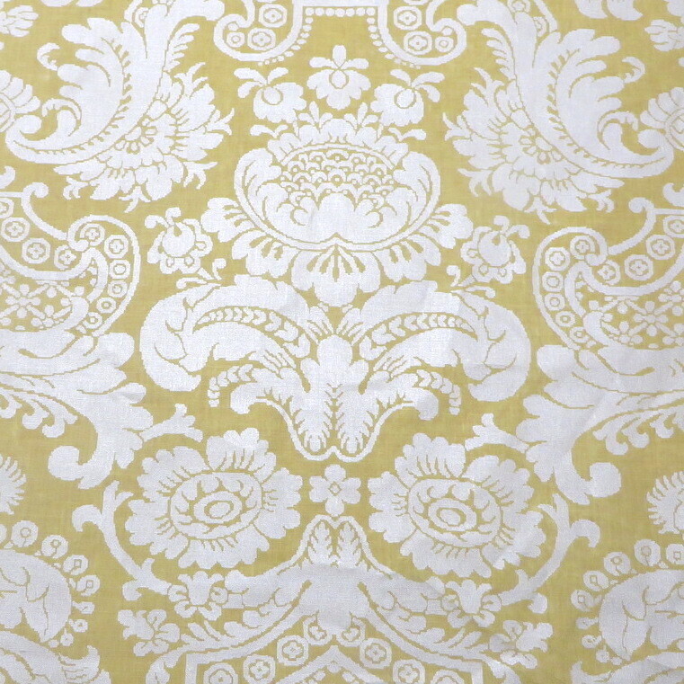 5 3/8 yards Lee Behren Silks Pearl on Yellow Gold Damask Hand Print