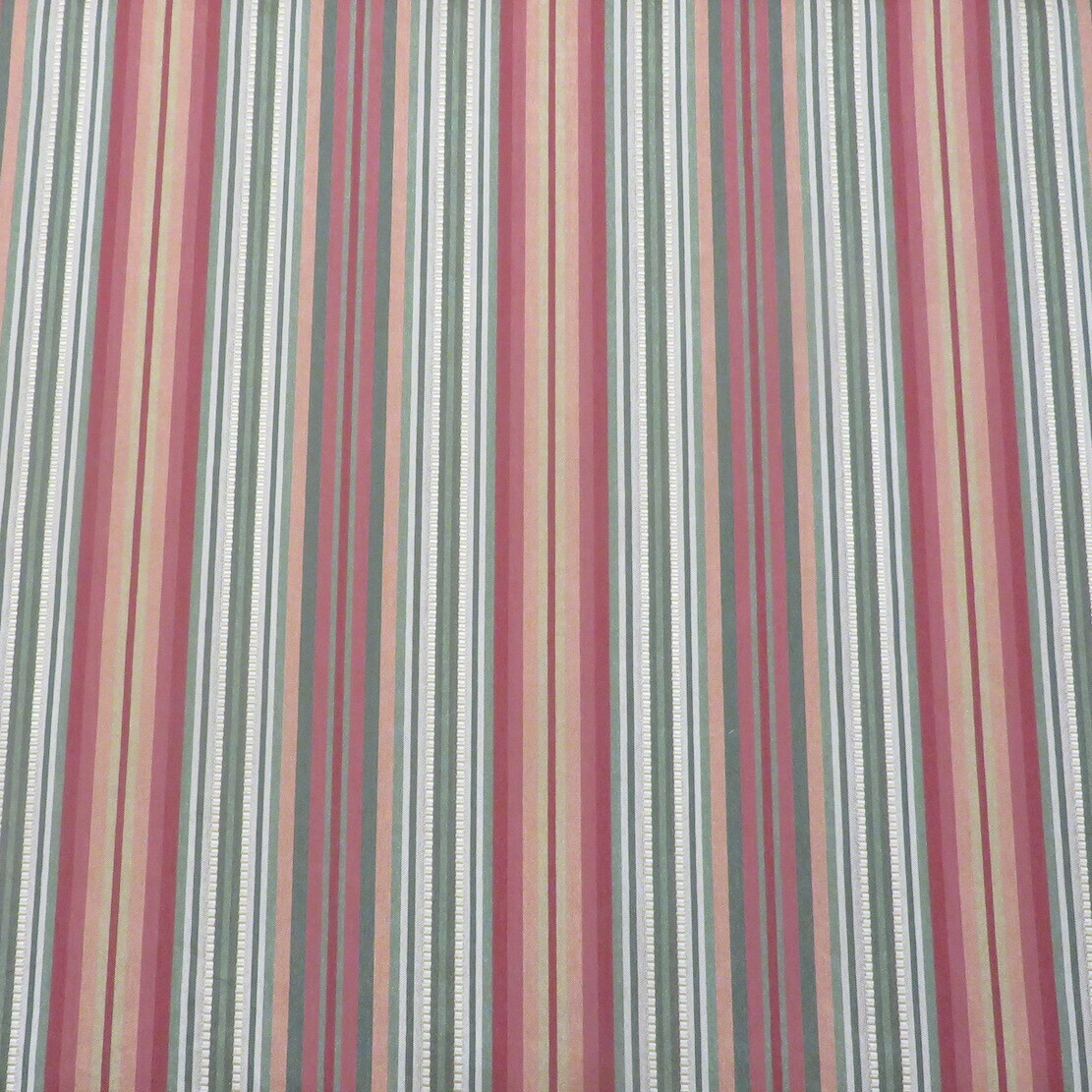 10.5 yds Rose, Green, Beige Woven Textured Stripe Upholstery Fabric