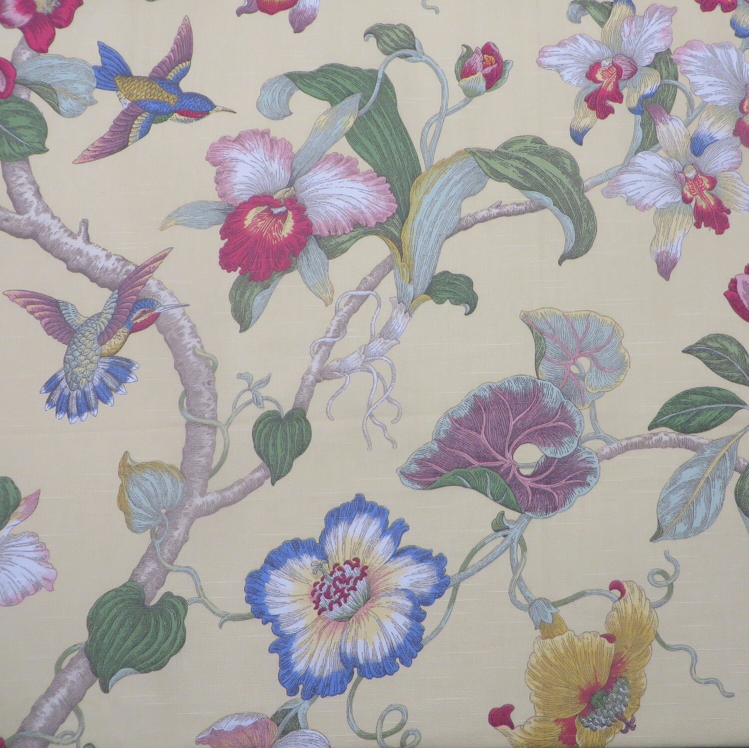 7.875 yards Hummingbird Orchids Floral Multipurpose Decorating Fabric