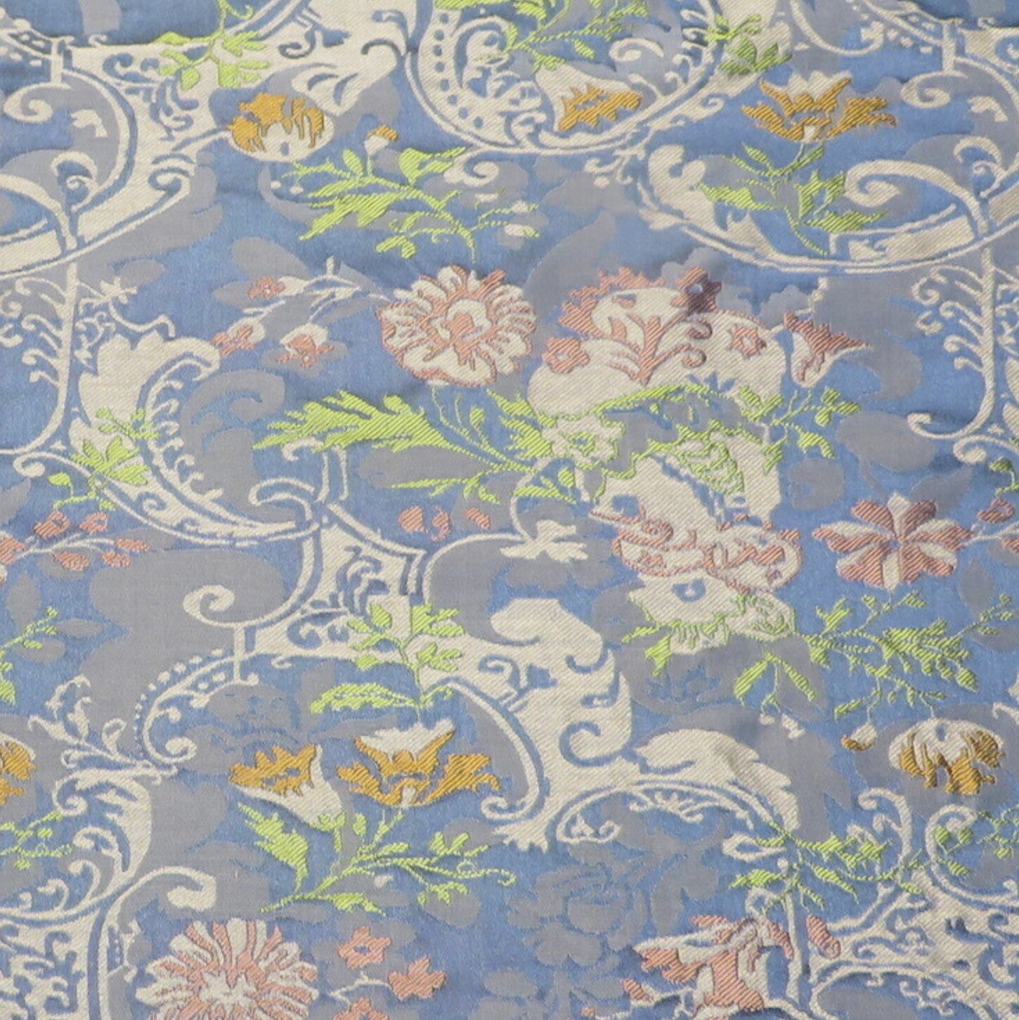 4 yds Scalamandre Blue Multi Lampas Style Brocade Fabric