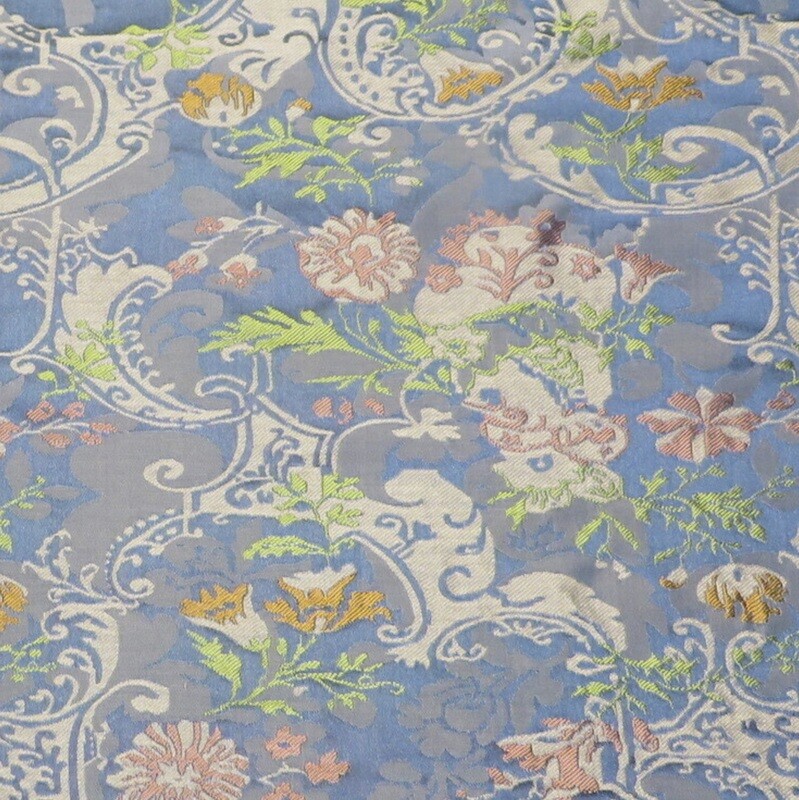 4 yds Scalamandre Blue Multi Lampas Style Brocade Fabric