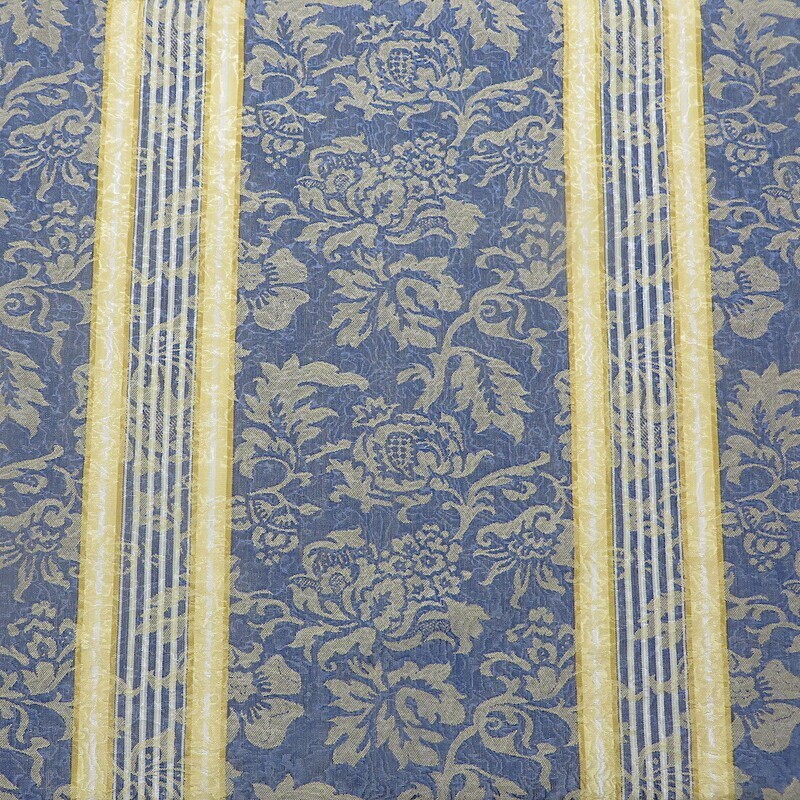 8.5 yards Scalamandre Blue Yellow Striped Damask Woven Upholstery Fabric