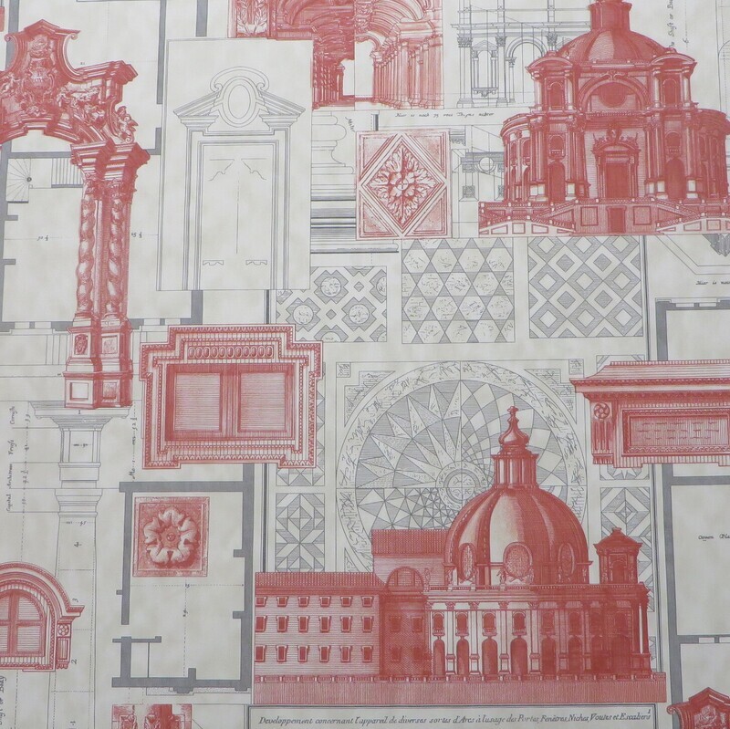 2.25 yards Gaston y Daniella Architecture Buildings Hand Printed Cotton Fabric