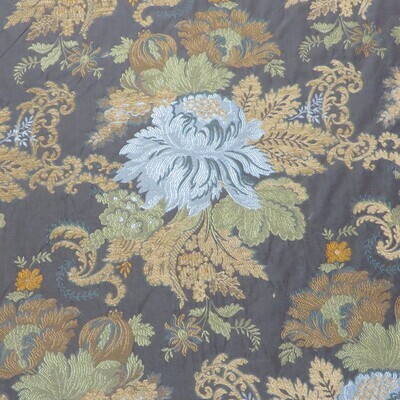 2.75 yards Luxurious Floral Brocade Upholstery Fabric in Blue and Neutrals