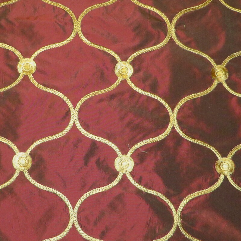 21 yards Kravet Couture Ruby Silk with Dimensional Gold Embroidery