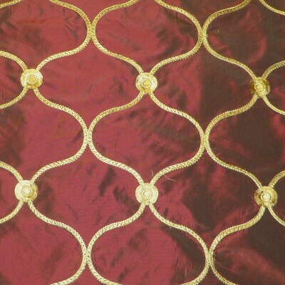 21 yards Kravet Couture Ruby Silk with Dimensional Gold Embroidery