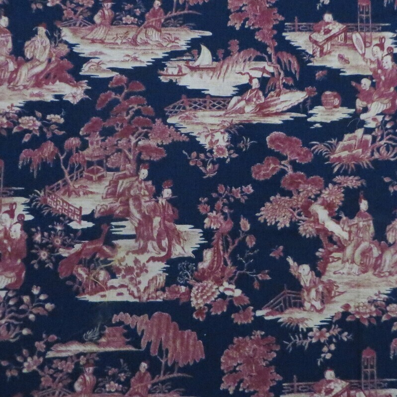 2 yards Historic Williamsburg Reproduction Chinoiserie 100% Cotton Fabric