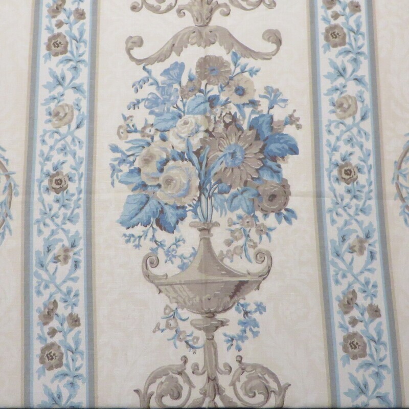 2 7/8 yards  J H Thorp Beaufort House Scenic Striped Linen Multipurpose Fabric