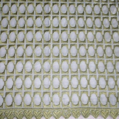 5 yards New Vintage Retro Green Embroidered Semi-sheer Drapery / Curtain Sheer Fabric