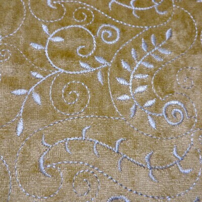5.375 yards Foliage Embroidered Gold Velvet Multi-Purpose Fabric