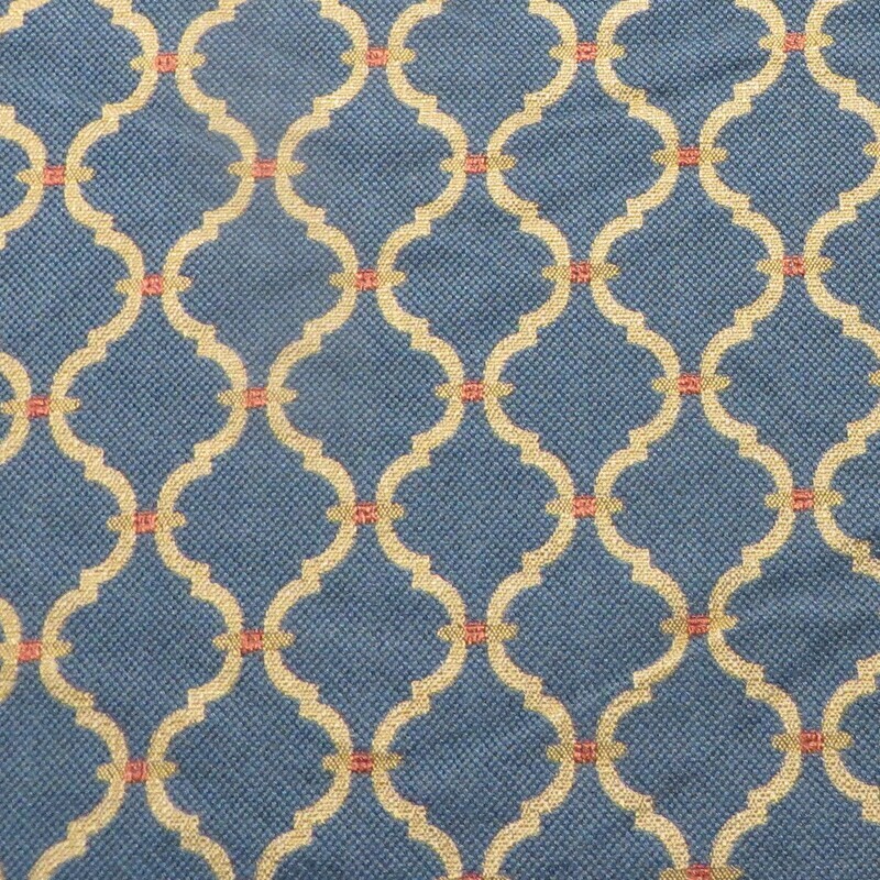 5.5 yards Blue Gold Textured Trellis Design Upholstery Fabric from Italy