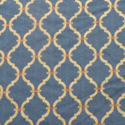 5.5 yards Blue Gold Textured Trellis Design Upholstery Fabric from Italy