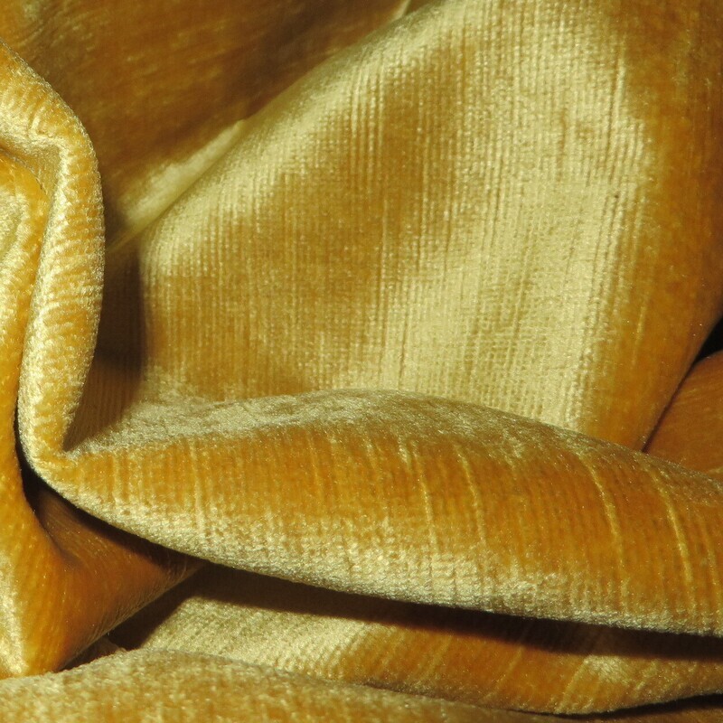 7.625 yds Lee Jofa Gold Striated Velvet Fabric with Beautiful Sheen