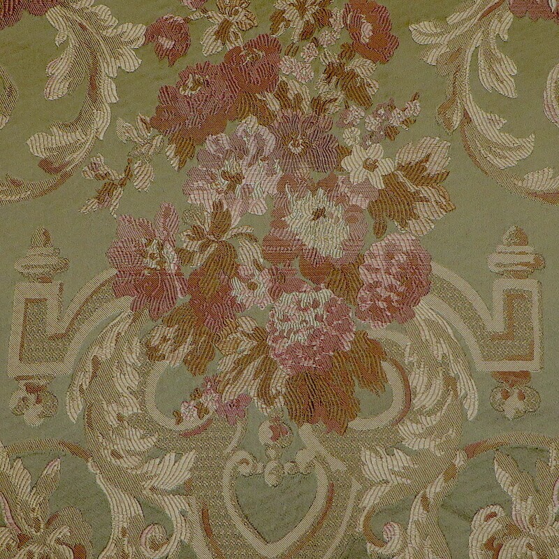 4.125 yards Lee Jofa Classic Floral Green Lampas Multi Purpose Fabric