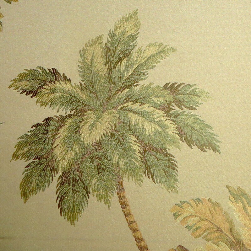 4 yds Tropical Palm Trees Lampas Brocaded Style Multi Purpose Fabric