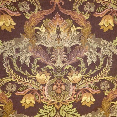 3.25 yds Ethan Allen Chocolate Embroidered Floral Tapestry Upholstery Fabric