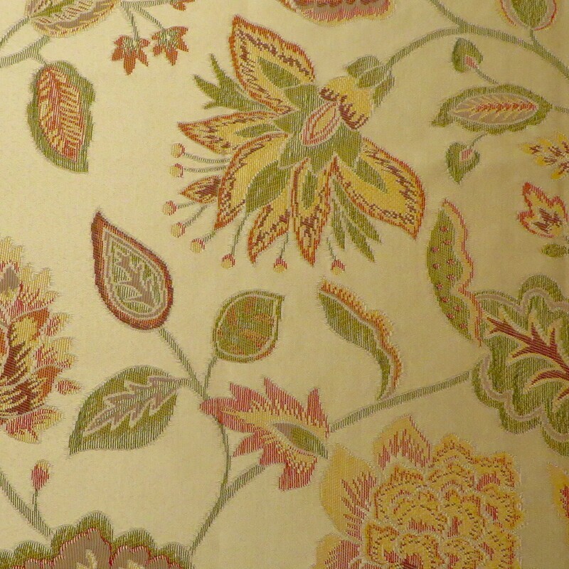 6 yds Gold Jacobean Embroidered Look Woven Fabric in an Autumn Palette
