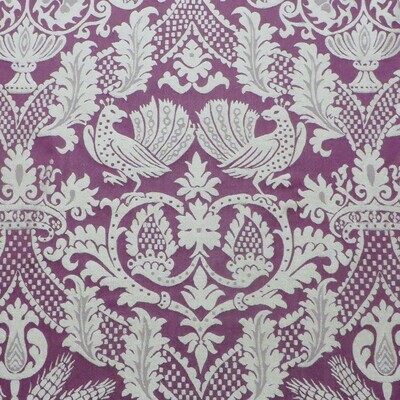 8 yds Superb Scalamandré Plum Birds Crown 100% Silk Ornate Damask