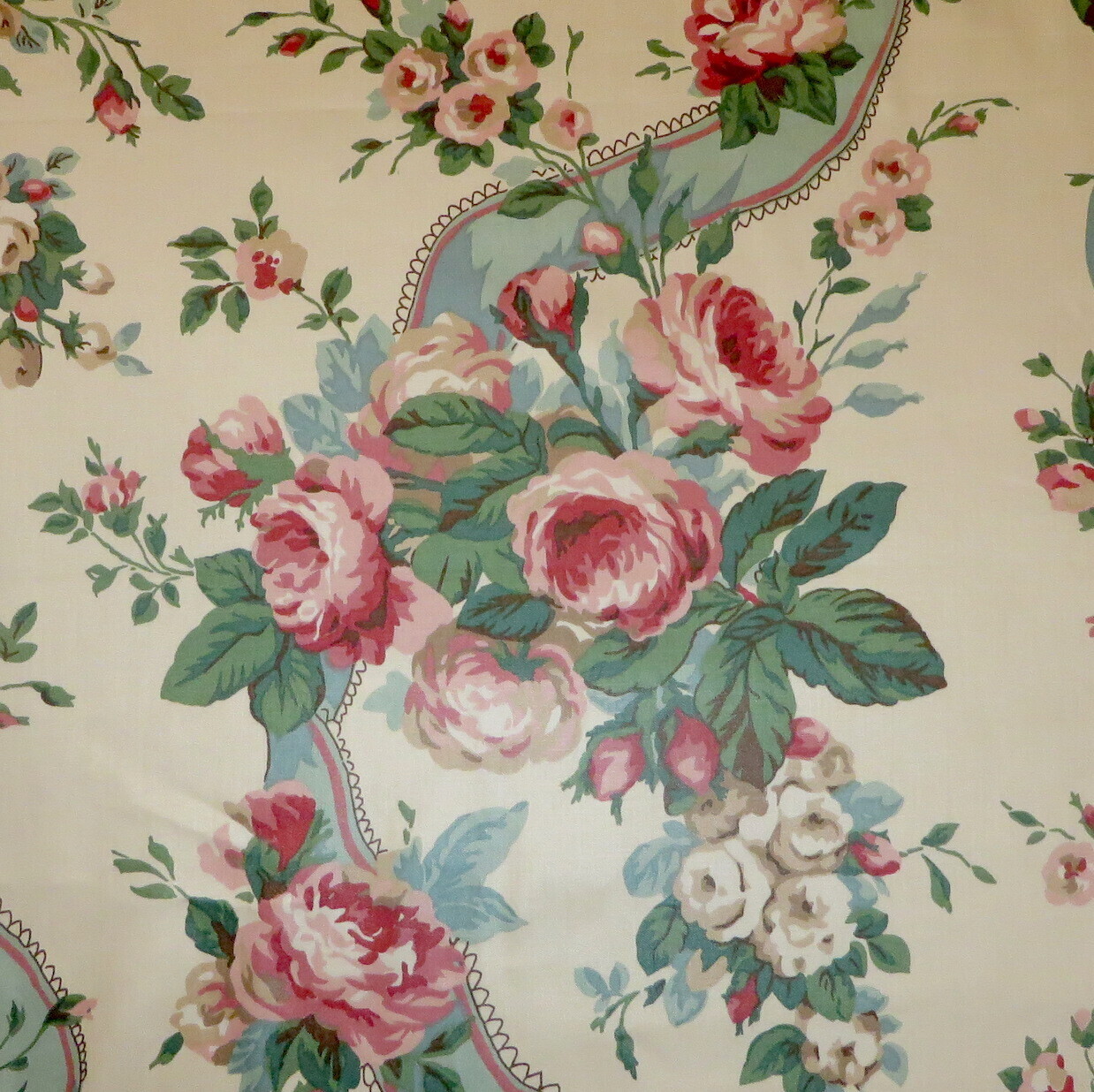 4 7/8 yards Rare Scalamandré 100% Cotton Sateen New Vintage Print Fabric