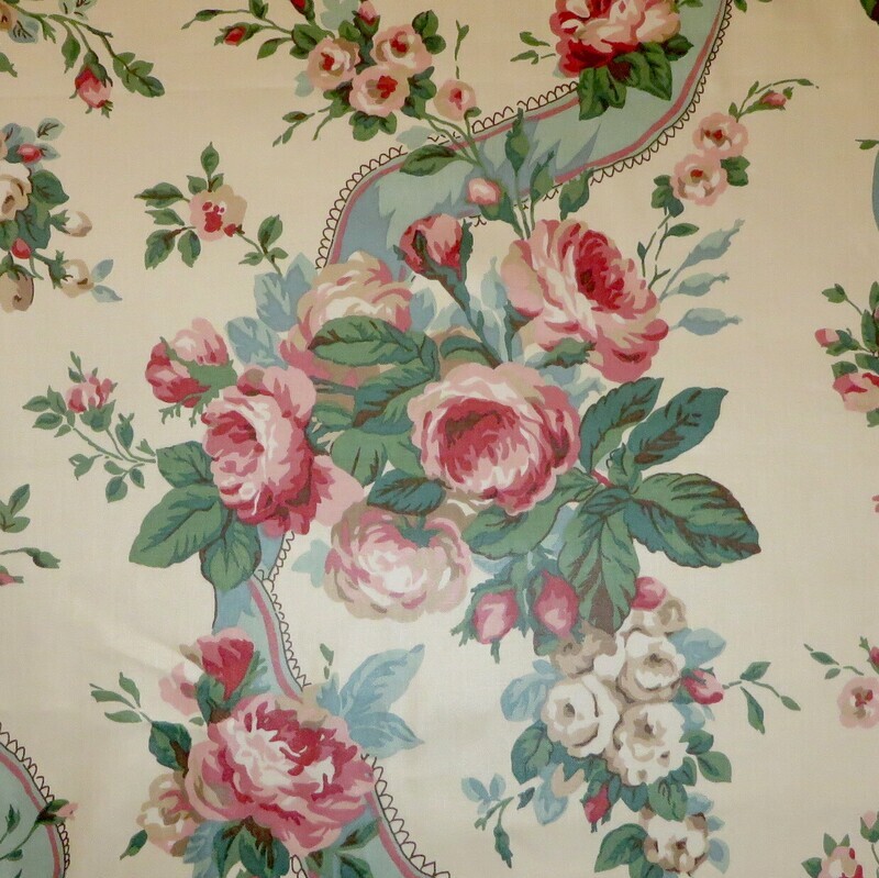 4 7/8 yards Rare Scalamandré 100% Cotton Sateen New Vintage Print Fabric