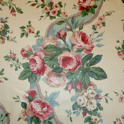4 7/8 yards Rare Scalamandré 100% Cotton Sateen New Vintage Print Fabric