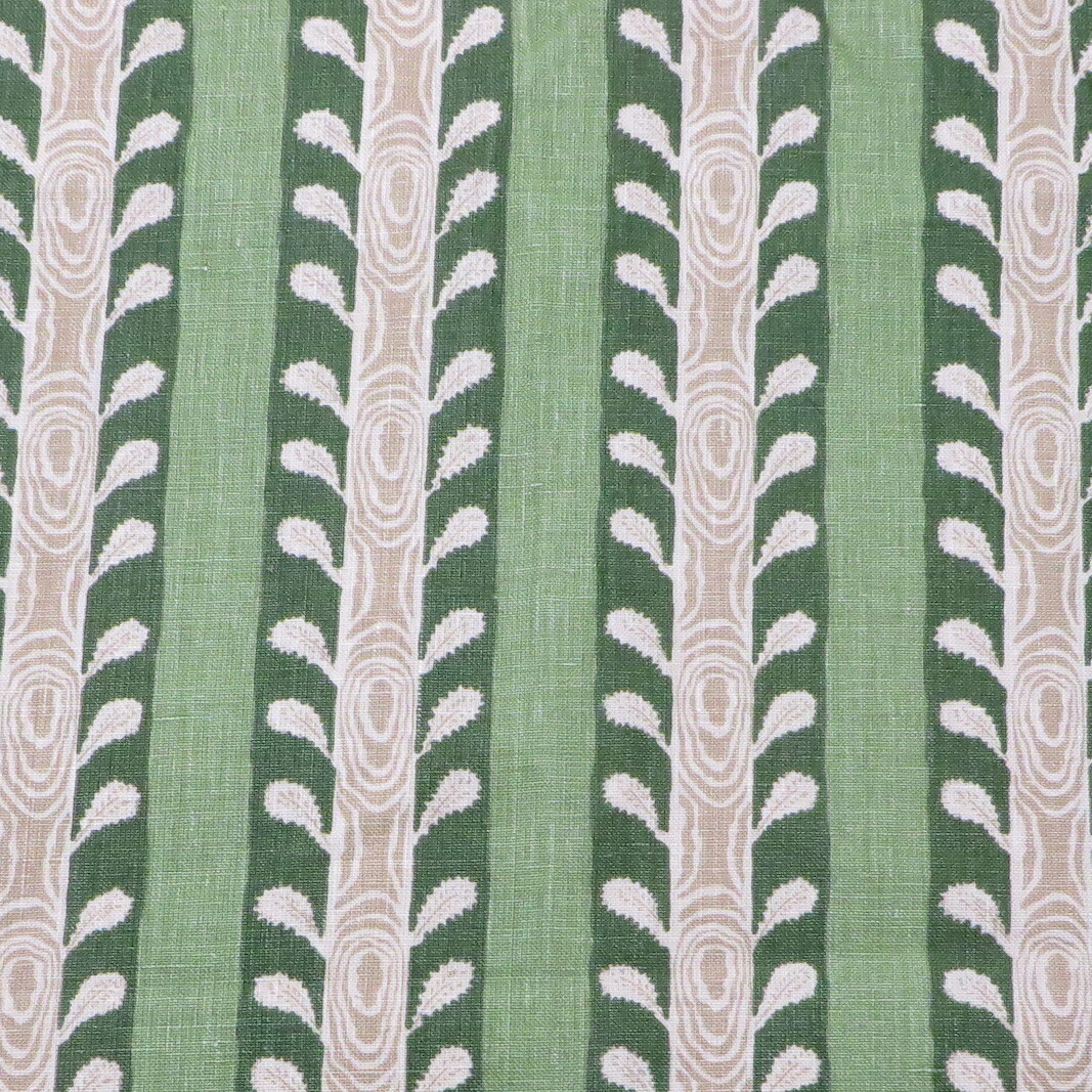 4 5/8 yds Jane Shelton 100% Linen Hand Blocked Green Striped Decorating Fabric