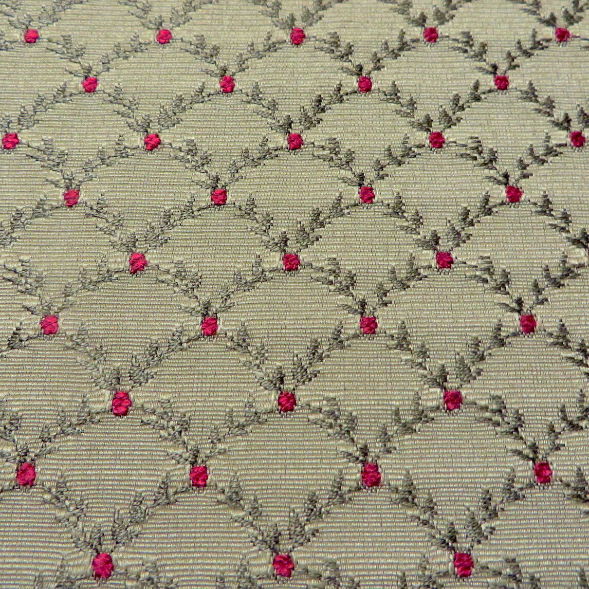 3 yds Green Foliage Trellis Embroidery Accented Tapestry Upholstery Fabric