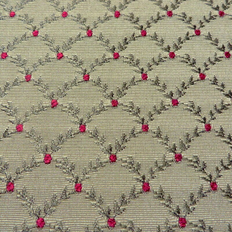 3 yds Green Foliage Trellis Embroidery Accented Tapestry Upholstery Fabric