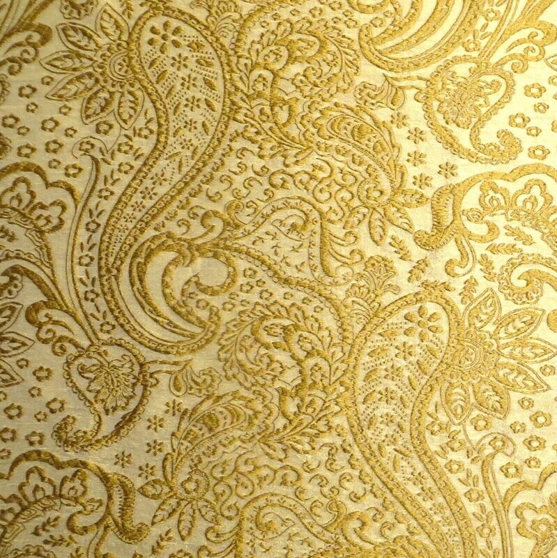 Opulent Metallic Gold Embroidery look Paisley 60&quot; x 96&quot; Fabric or Tablecloth