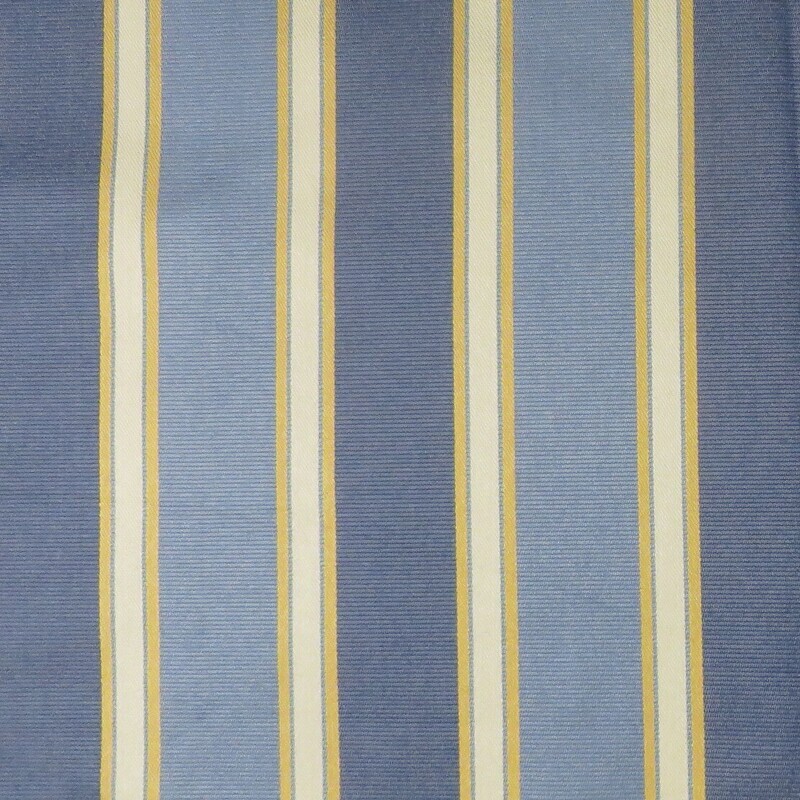 6 yards Blue, Cream, and Golden Yellow Woven Striped Upholstery Fabric